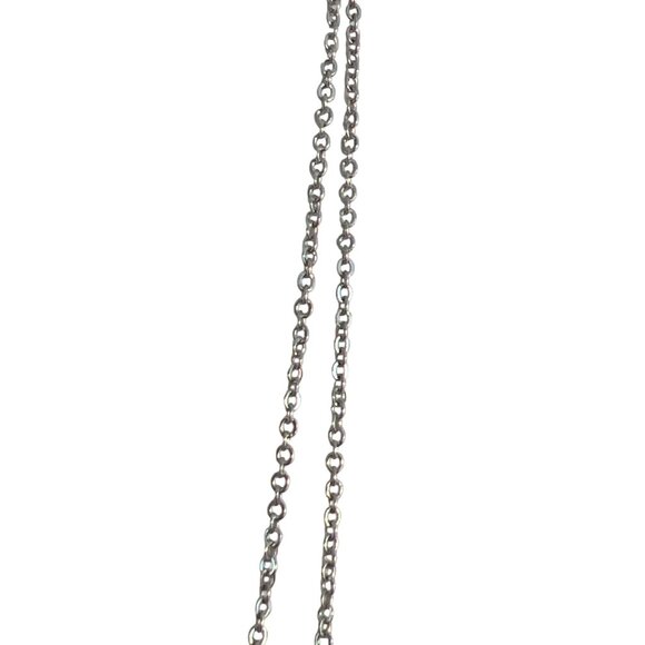 Lane Bryant Silver Tone Y Necklace Rhinestone Stations Long Layered Dainty Adj - Picture 4 of 5